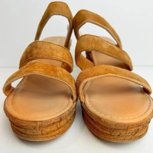 Mariella cork wedges sandals, heeled, 9, open toe,  brown Beach Pool Resort NEW - Picture 2 of 9